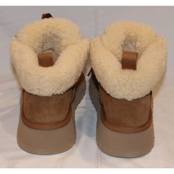 UGG FUNKARRA CUFF CHESTNUT SUEDE SHEEPSKIN PLATFORM SHOE BOOTS SIZE‎ 9 WOMEN - Picture 6 of 6